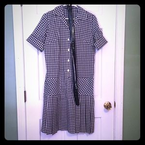 Vintage black and white checked shirt dress